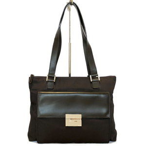 Gucci tote bag shoulder Black leather nylon GUCC G mark